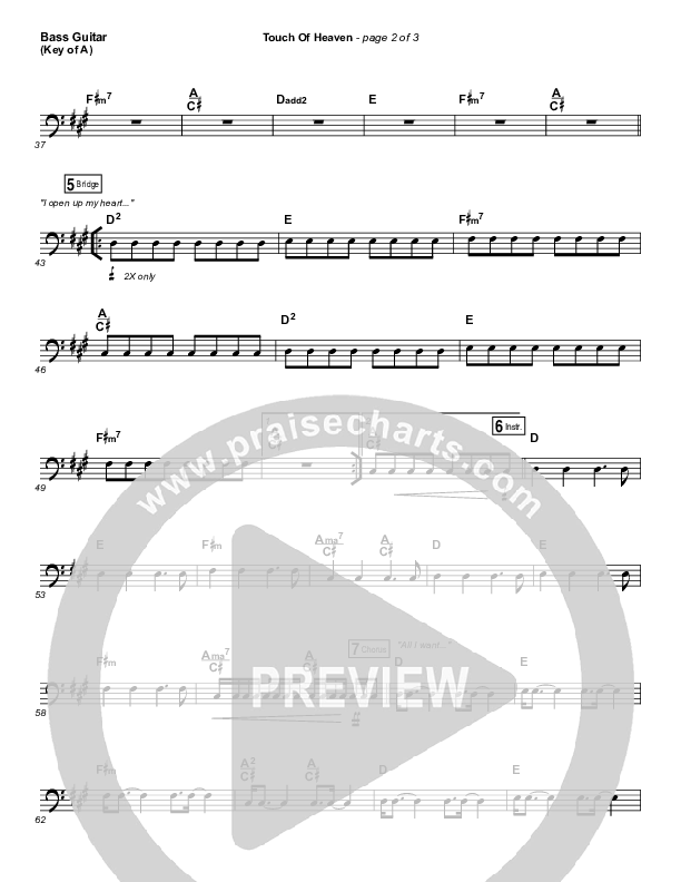 Touch Of Heaven Bass Guitar (Hillsong Worship)