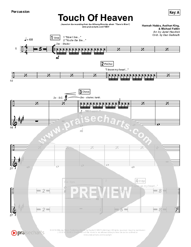 Touch Of Heaven Percussion (Hillsong Worship)