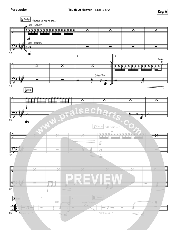 Touch Of Heaven Percussion (Hillsong Worship)