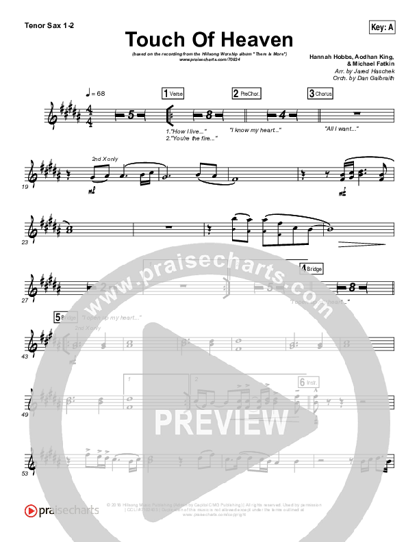 Touch Of Heaven Tenor Sax 1/2 (Hillsong Worship)