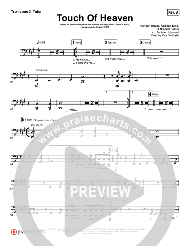 Touch Of Heaven Trombone 3/Tuba (Hillsong Worship)