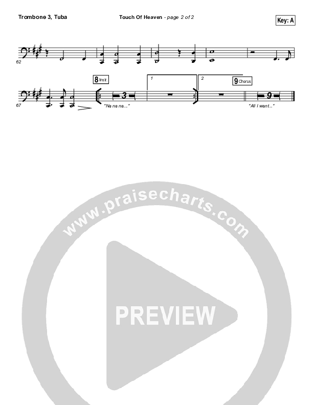 Touch Of Heaven Trombone 3/Tuba (Hillsong Worship)