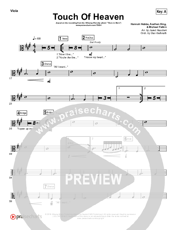 Touch Of Heaven Viola (Hillsong Worship)