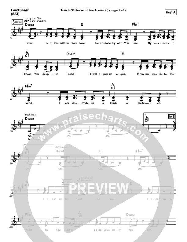 Touch Of Heaven Live Acoustic Lead (SAT) (Hillsong Worship)