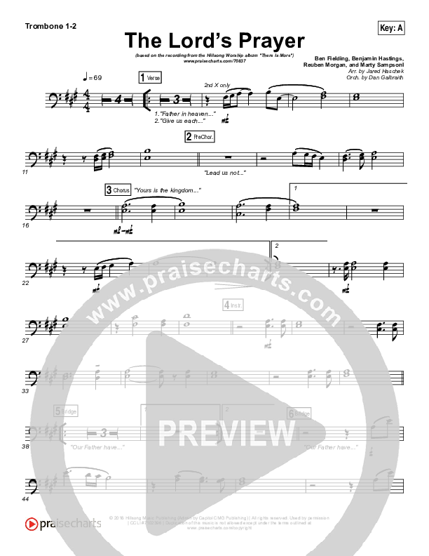 The Lord’s Prayer Trombone 1/2 (Hillsong Worship)