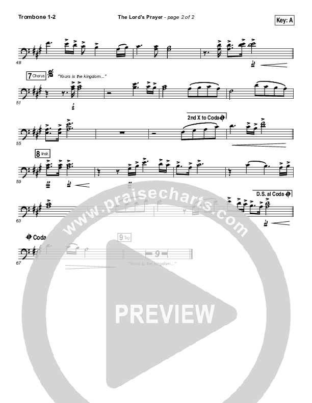 The Lord’s Prayer Trombone 1/2 (Hillsong Worship)