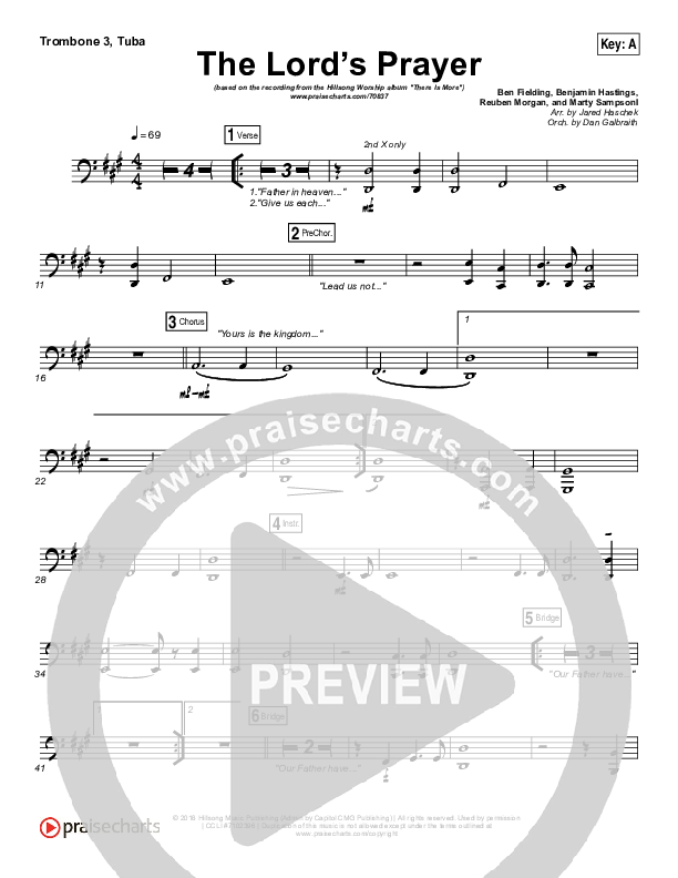 The Lord’s Prayer Trombone 3/Tuba (Hillsong Worship)