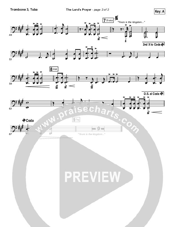 The Lord’s Prayer Trombone 3/Tuba (Hillsong Worship)