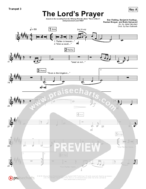 The Lord’s Prayer Trumpet Sheet Music PDF (Hillsong Worship) PraiseCharts