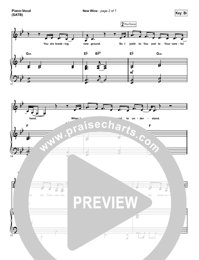 New Wine Sheet Music (Hillsong Worship) - PraiseCharts