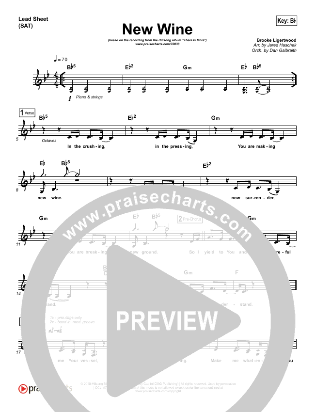 New Wine Orchestration (Hillsong Worship) - PraiseCharts