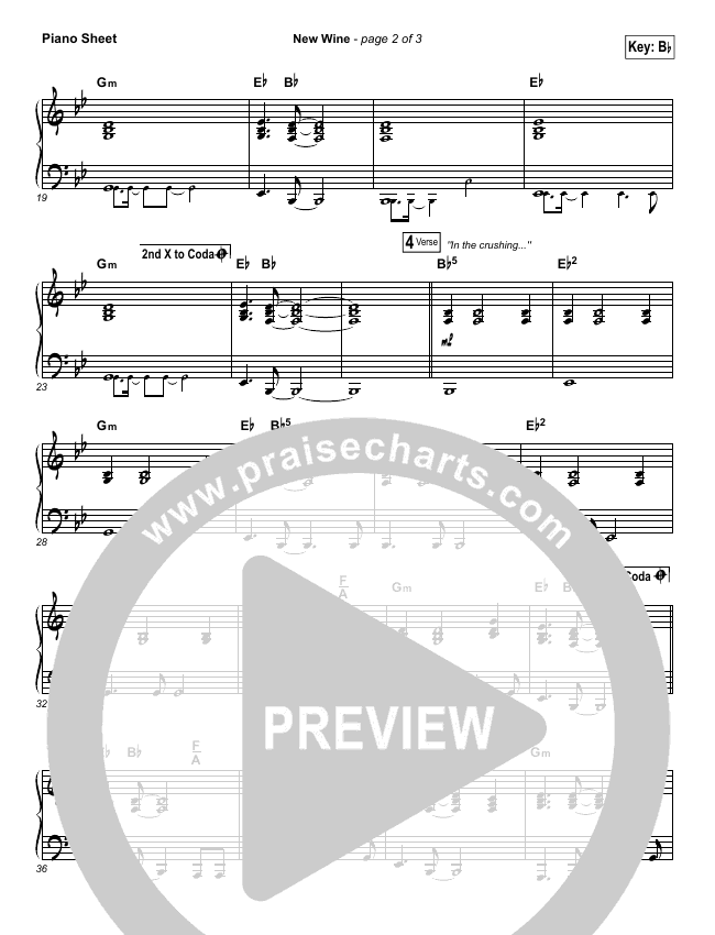 New Wine Sheet Music Hillsong Worship Praisecharts Verse in the crushing in the pressing you are making new wine in the soil i now surrender you are breaking new ground. praisecharts