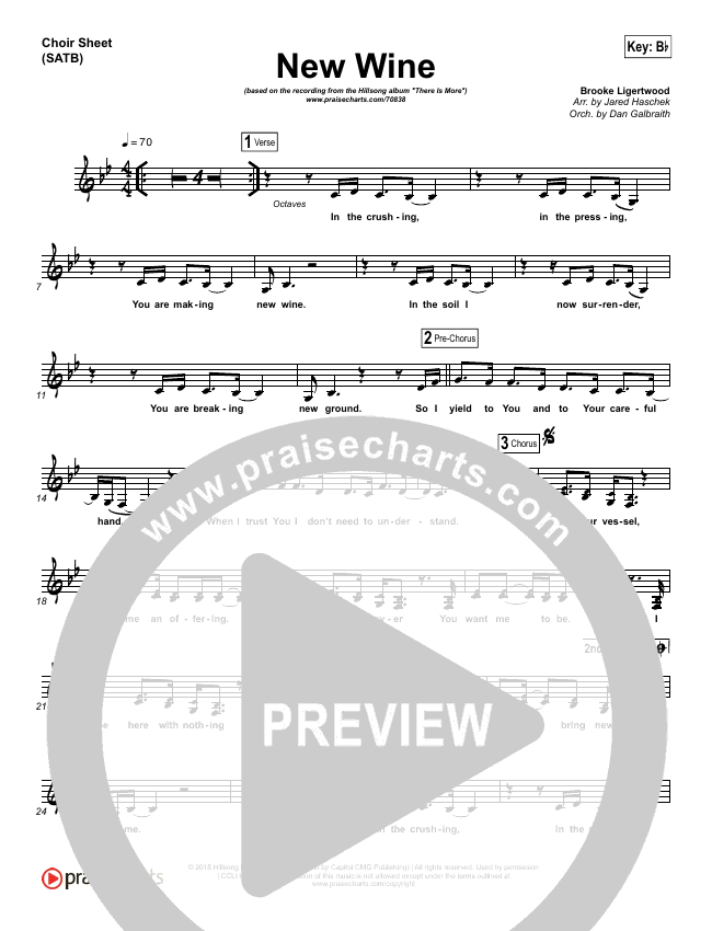 New Wine Sheet Music PDF (Hillsong Worship) - PraiseCharts