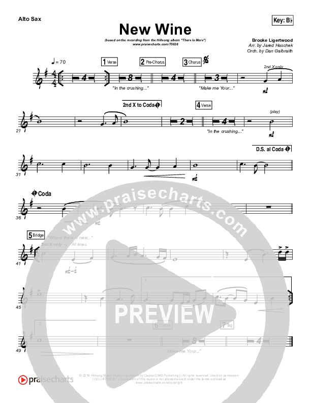 New Wine Alto Sax (Hillsong Worship)