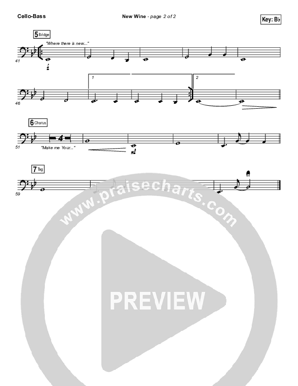 New Wine Cello/Bass (Hillsong Worship)