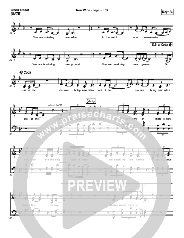 New Wine Choir Sheet (SATB) (Hillsong Worship)