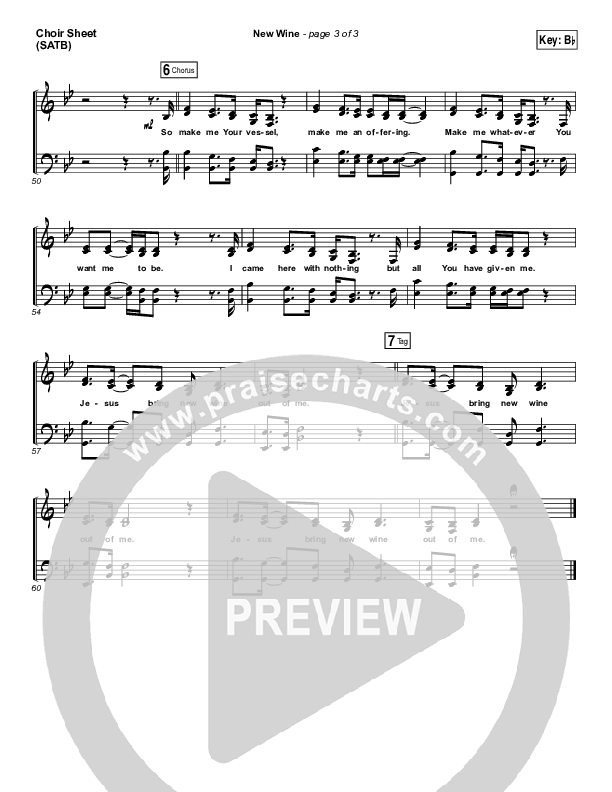 New Wine Choir Sheet (SATB) (Hillsong Worship)