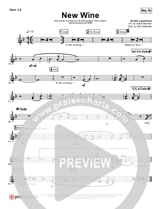 New Wine French Horn 1/2 (Hillsong Worship)