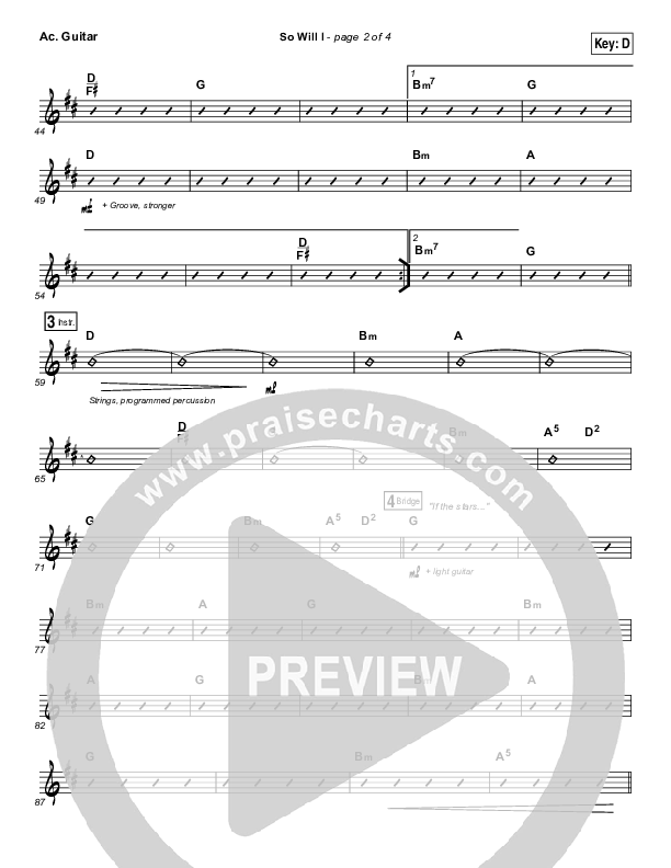 So Will I (100 Billion X) (Live) Acoustic Guitar (Hillsong Worship)