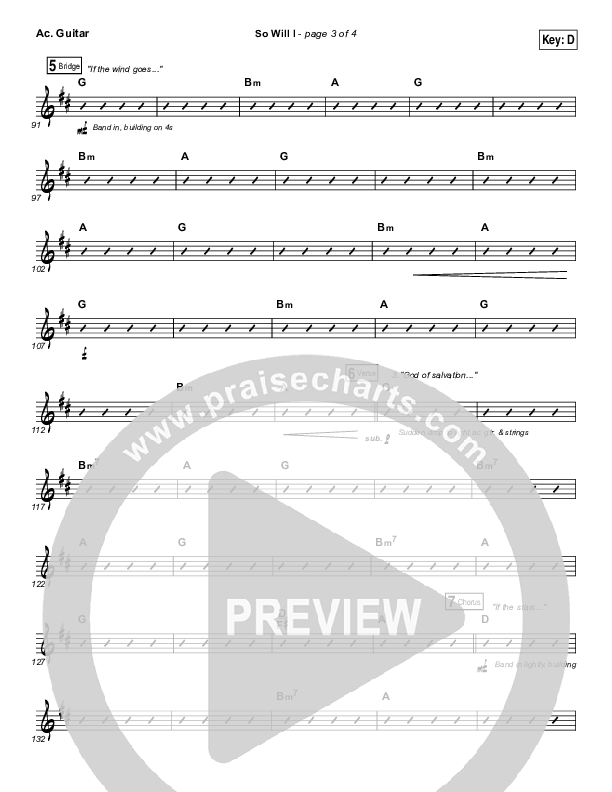 So Will I (100 Billion X) (Live) Acoustic Guitar (Hillsong Worship)