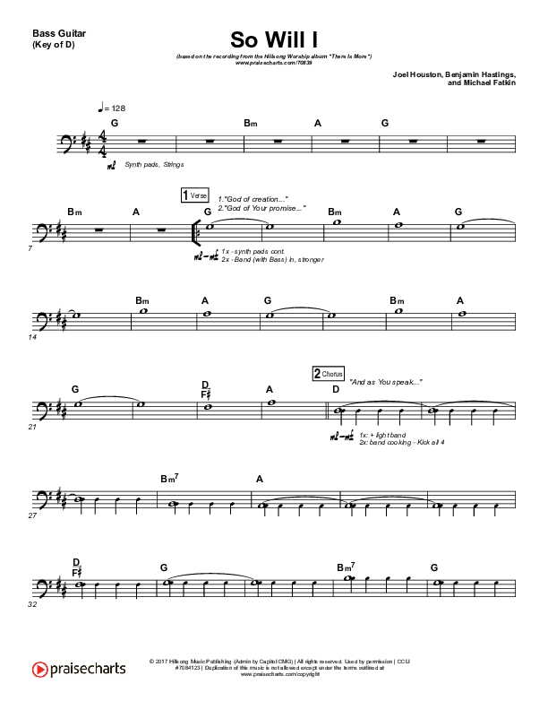 So Will I (100 Billion X) (Live) Bass Guitar (Hillsong Worship)