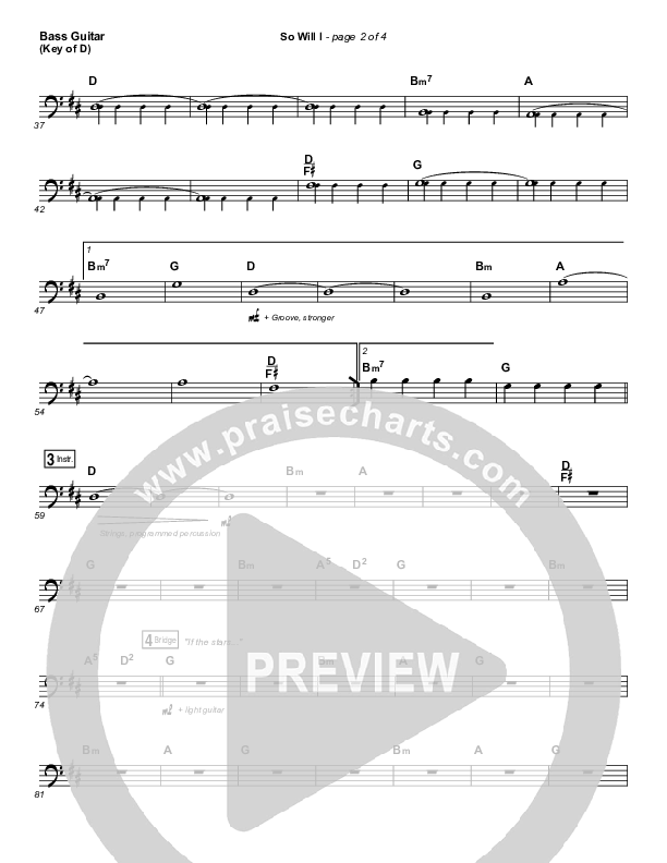 So Will I (100 Billion X) (Live) Bass Guitar (Hillsong Worship)