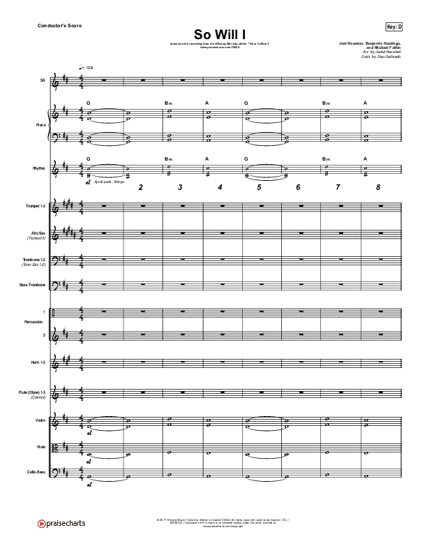 So Will I (100 Billion X) (Live) Conductor's Score (Hillsong Worship)