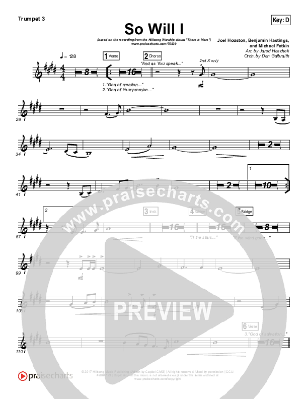 So Will I (100 Billion X) (Live) Trumpet 3 (Hillsong Worship)