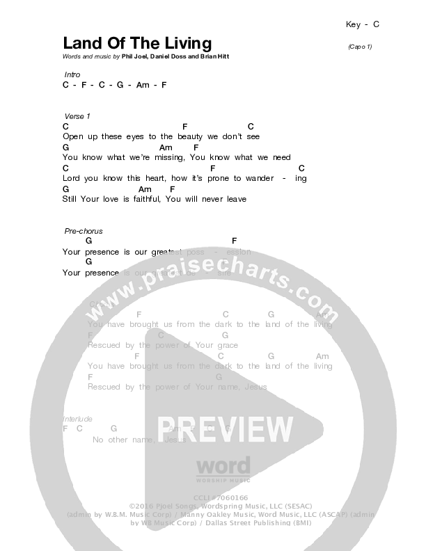 Land Of The Living Chords & Lyrics (Zealand)