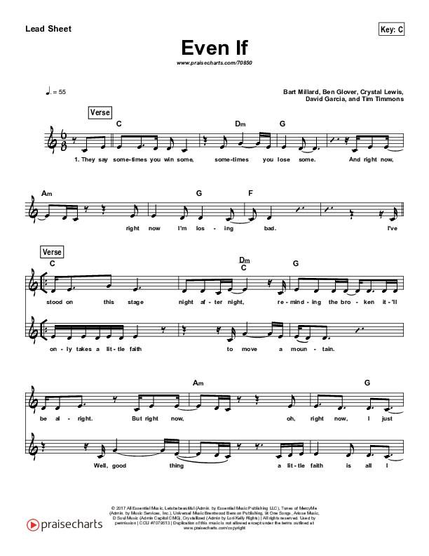 Even If (Simplified) Lead Sheet (MercyMe)