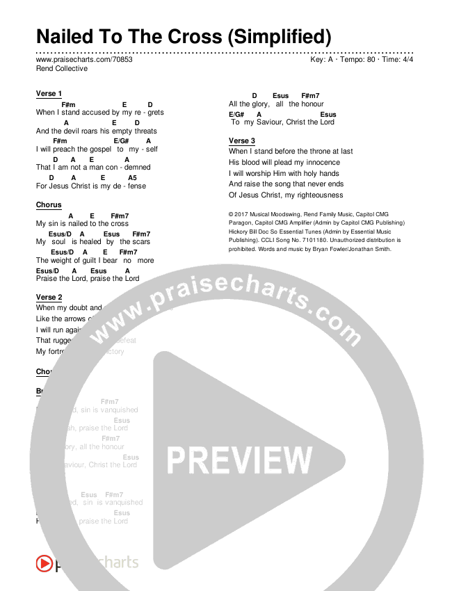Nailed To The Cross (Simplified) Chord Chart (Rend Collective)