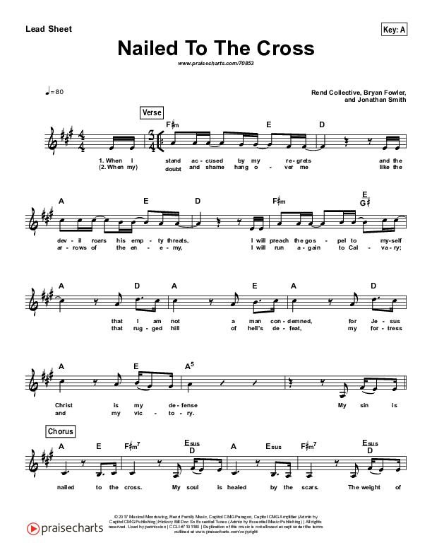 Nailed To The Cross (Simplified) Lead Sheet (Melody) (Rend Collective)