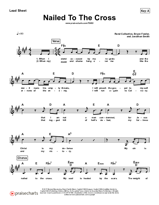 Nailed To The Cross (Simplified) Lead Sheet (Melody) (Rend Collective)