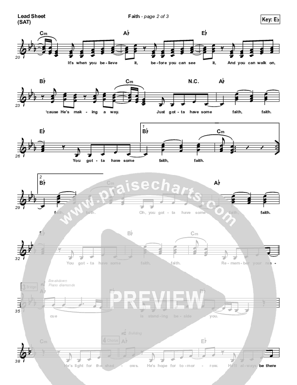 Faith (Simplified) Lead Sheet (SAT) (Jordan Feliz)