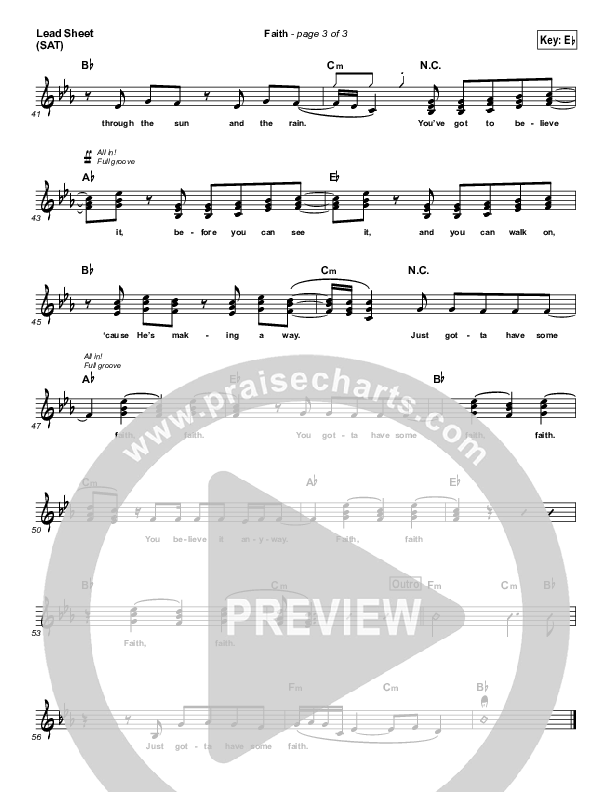 Faith (Simplified) Lead Sheet (SAT) (Jordan Feliz)