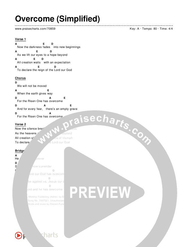 Overcome (Simplified) Chord Chart (Elevation Worship)