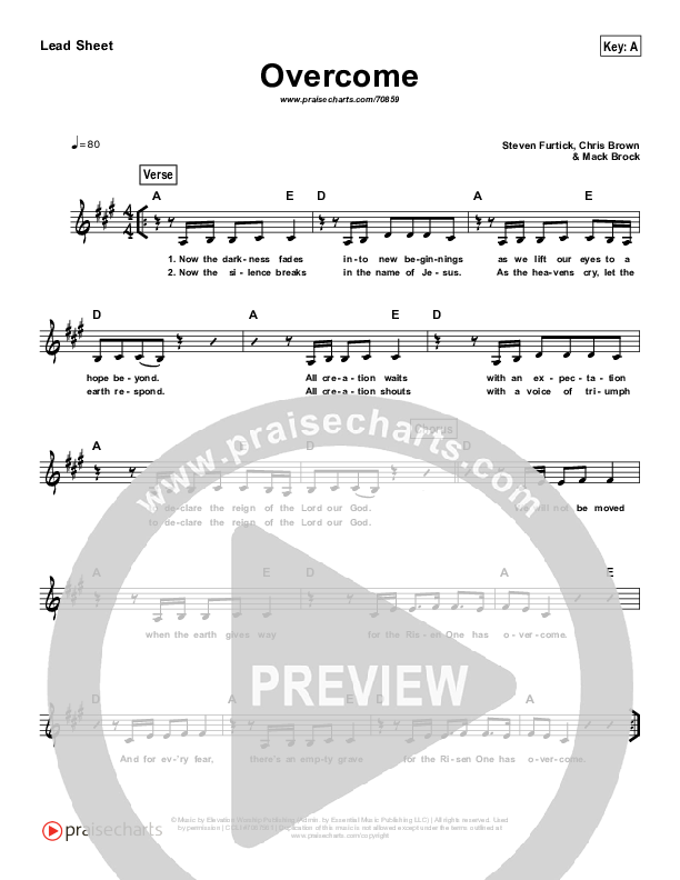 Overcome (Simplified) Lead Sheet (Elevation Worship)
