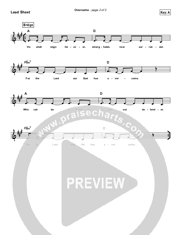 Overcome (Simplified) Lead Sheet (Elevation Worship)