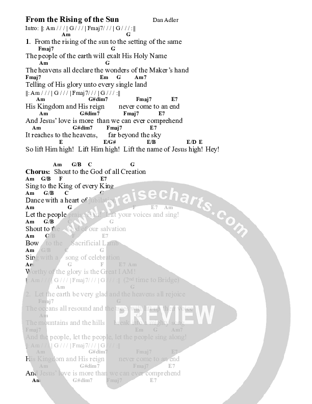 From The Rising Of The Sun Chords & Lyrics (Heart Of The City)