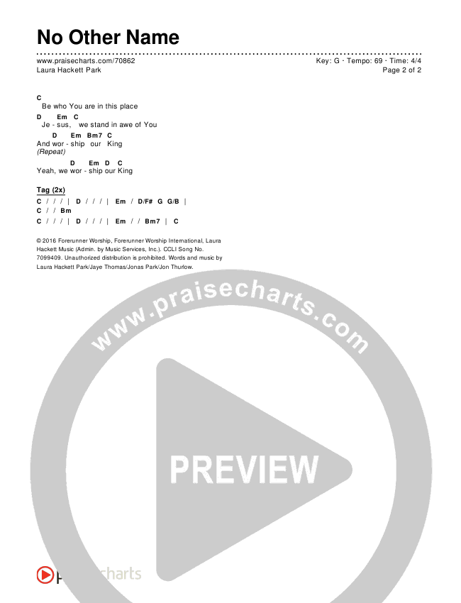 No Other Name Chords & Lyrics (Laura Hackett Park)