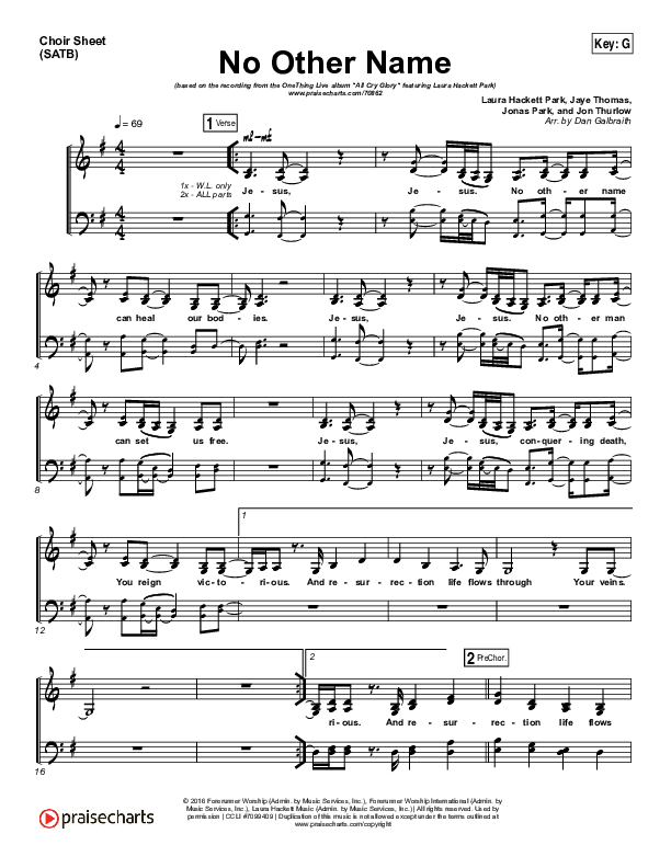 No Other Name Choir Sheet (SATB) (Laura Hackett Park)