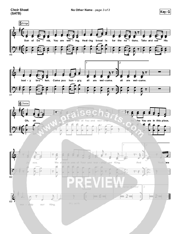 No Other Name Choir Sheet (SATB) (Laura Hackett Park)