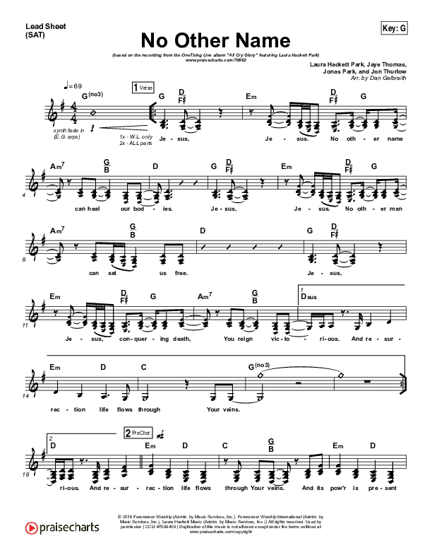 No Other Name Lead Sheet (SAT) (Laura Hackett Park)
