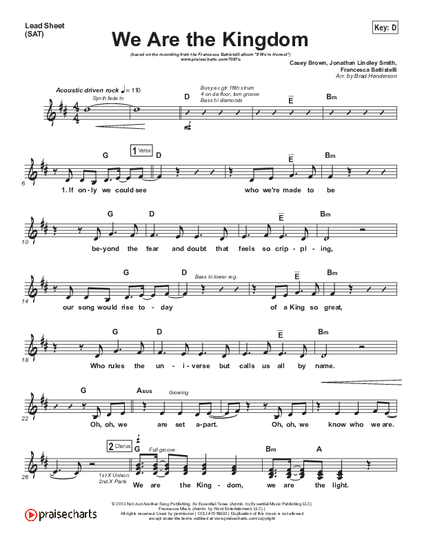 We Are The Kingdom Lead (SAT) (Francesca Battistelli)
