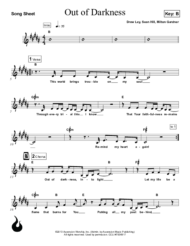 Out Of Darkness Lead Sheet (Ascension Worship)