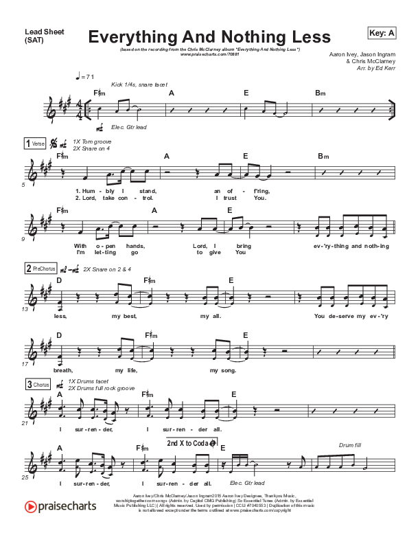 Everything And Nothing Less Lead Sheet (SAT) (Chris McClarney)