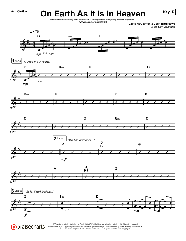 On Earth As It Is In Heaven Acoustic Guitar (Chris McClarney / Kim Walker-Smith)