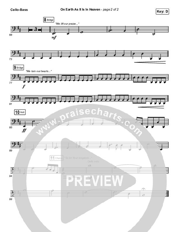 On Earth As It Is In Heaven Cello/Bass (Chris McClarney / Kim Walker-Smith)