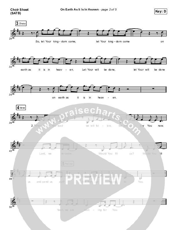 On Earth As It Is In Heaven Choir Vocals (SATB) (Chris McClarney / Kim Walker-Smith)