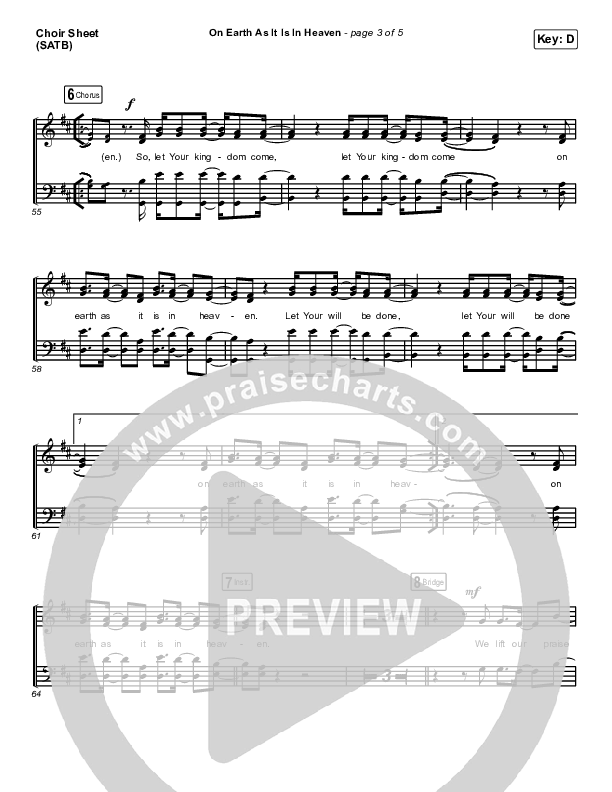 On Earth As It Is In Heaven Choir Vocals (SATB) (Chris McClarney / Kim Walker-Smith)